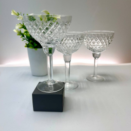 Бокалы/шампанки "Ромбовая сетка" ав. А.А.Аствацатурьян ЛЗХС, хрусталь, ал.грань,каталог. Цена за 3шт. Картинка 1